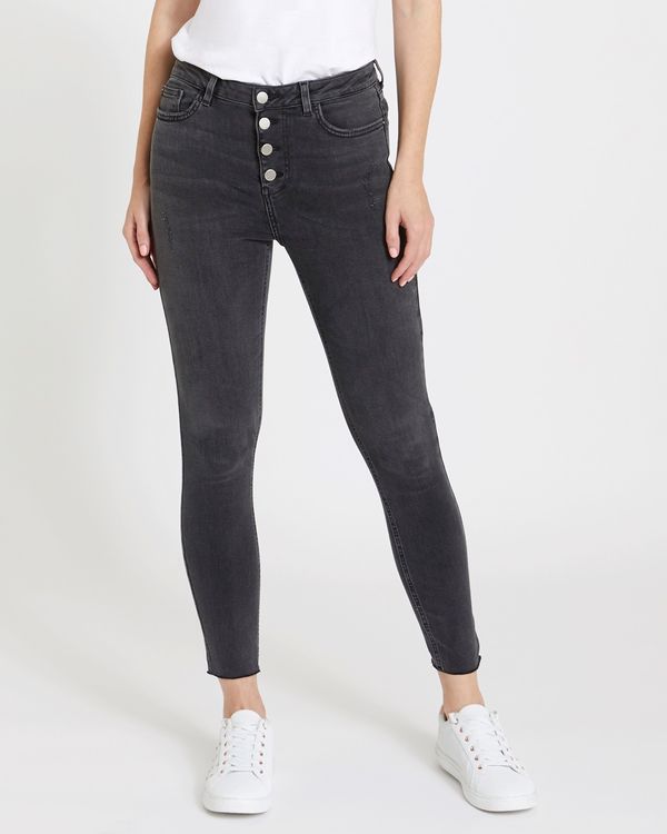 Skinny Fit Button Front Vintage Jeans