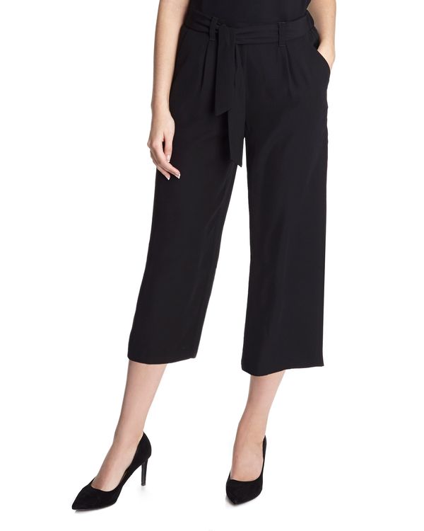 Wide Leg Belted Crop Trousers