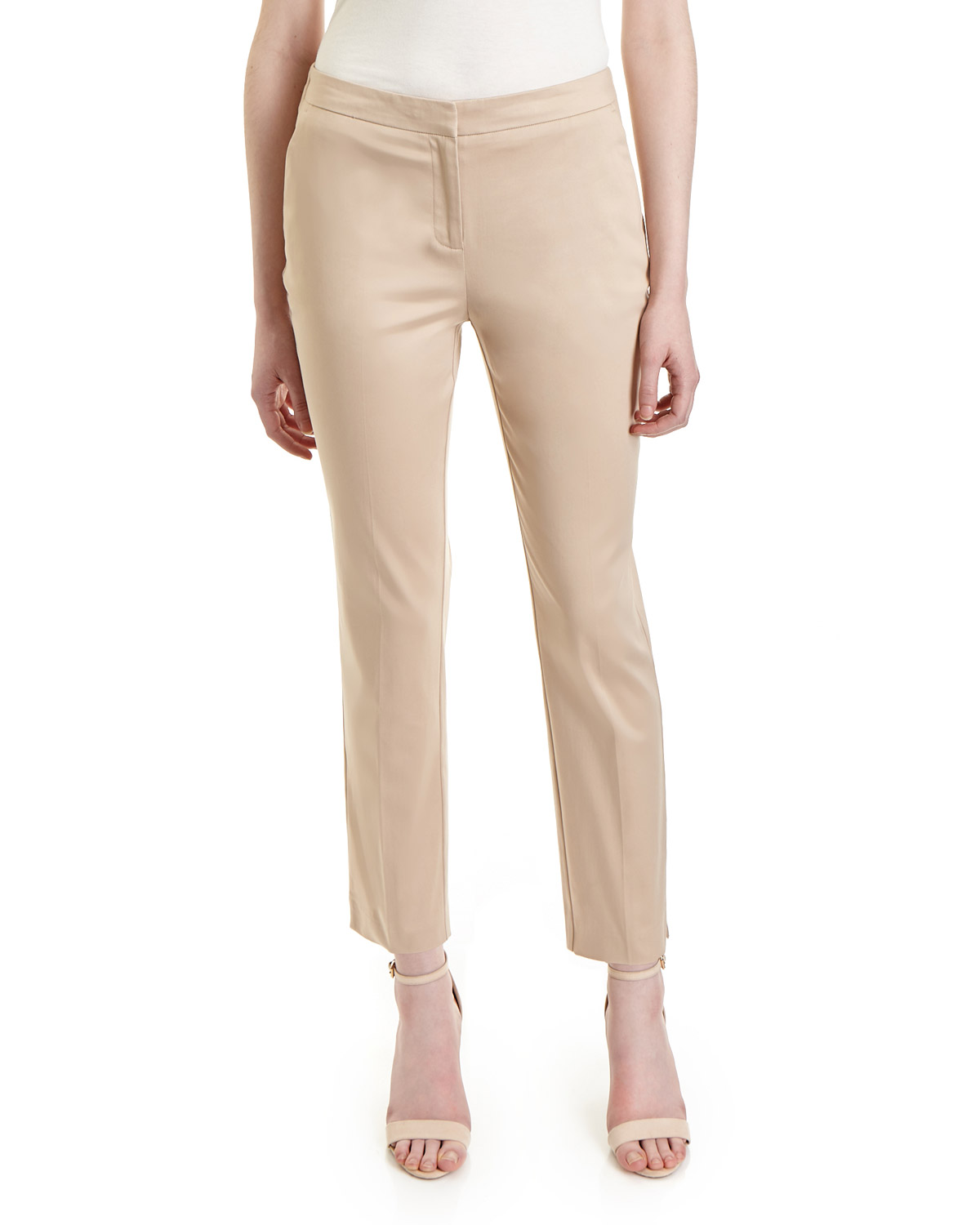 Dunnes Stores | Stone Cotton-Rich Ankle Grazer Trousers