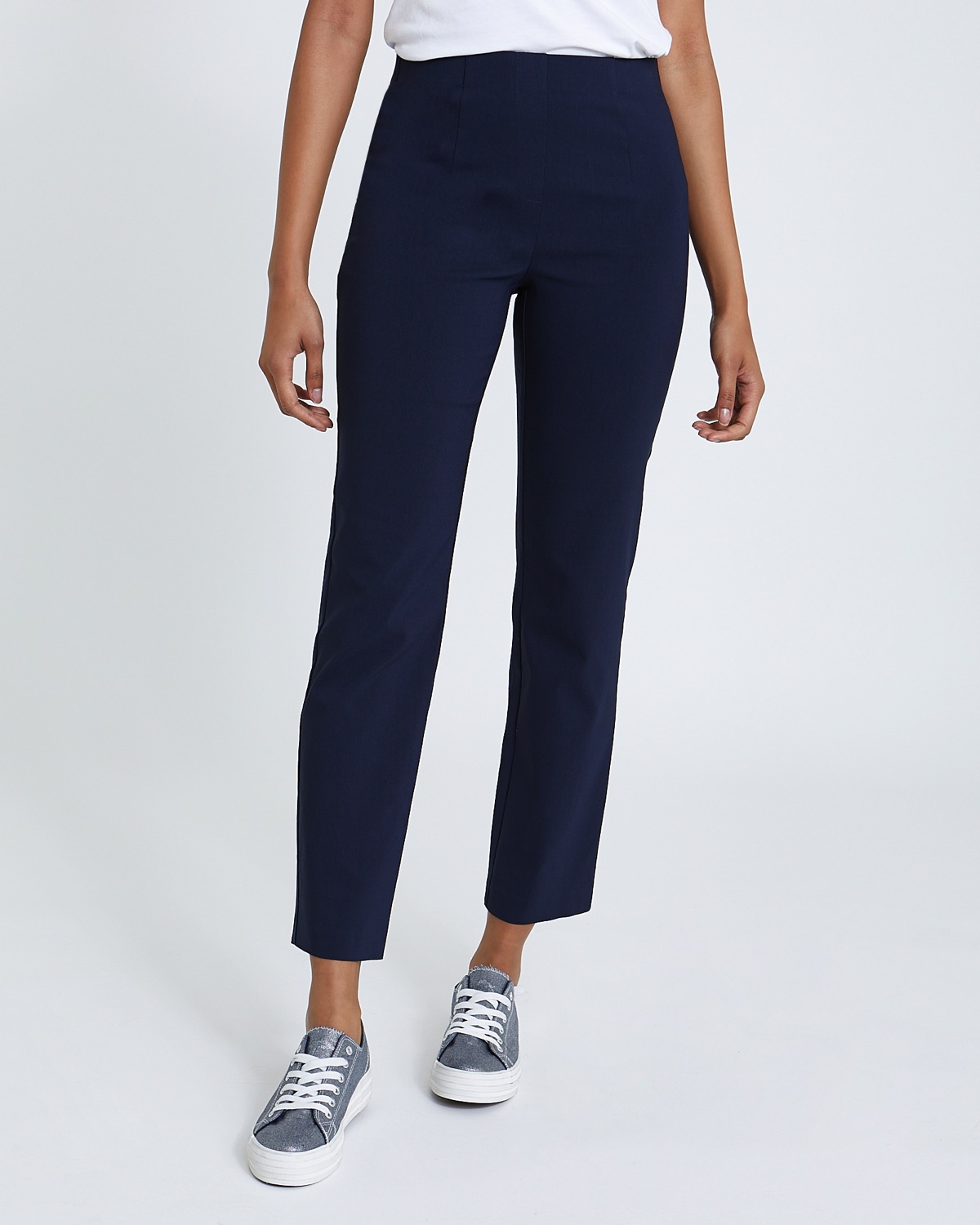 Dunnes Stores | Navy Pull On Stretch Trousers