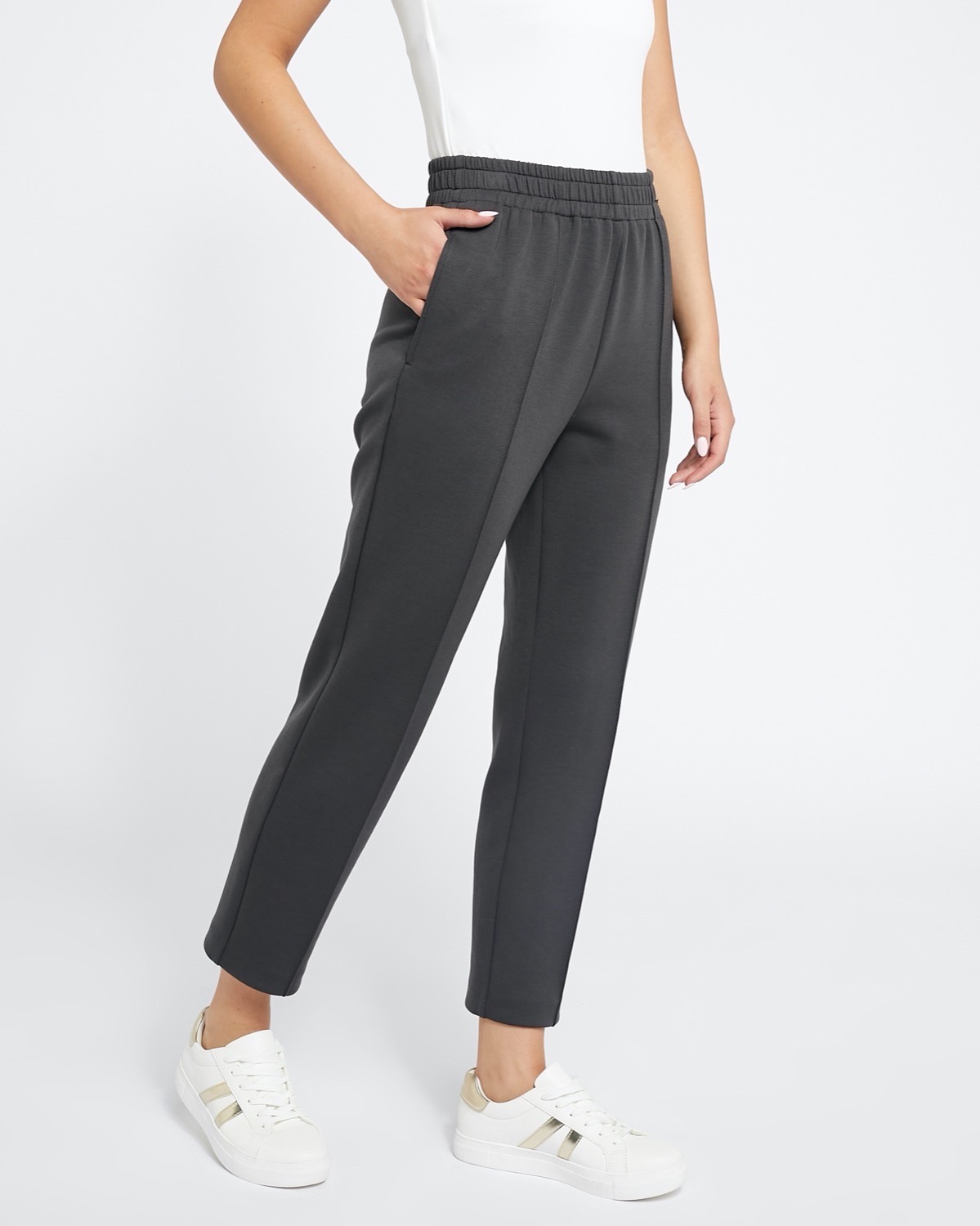 Luxe Laid-Back Ponte Joggers - Charcoal