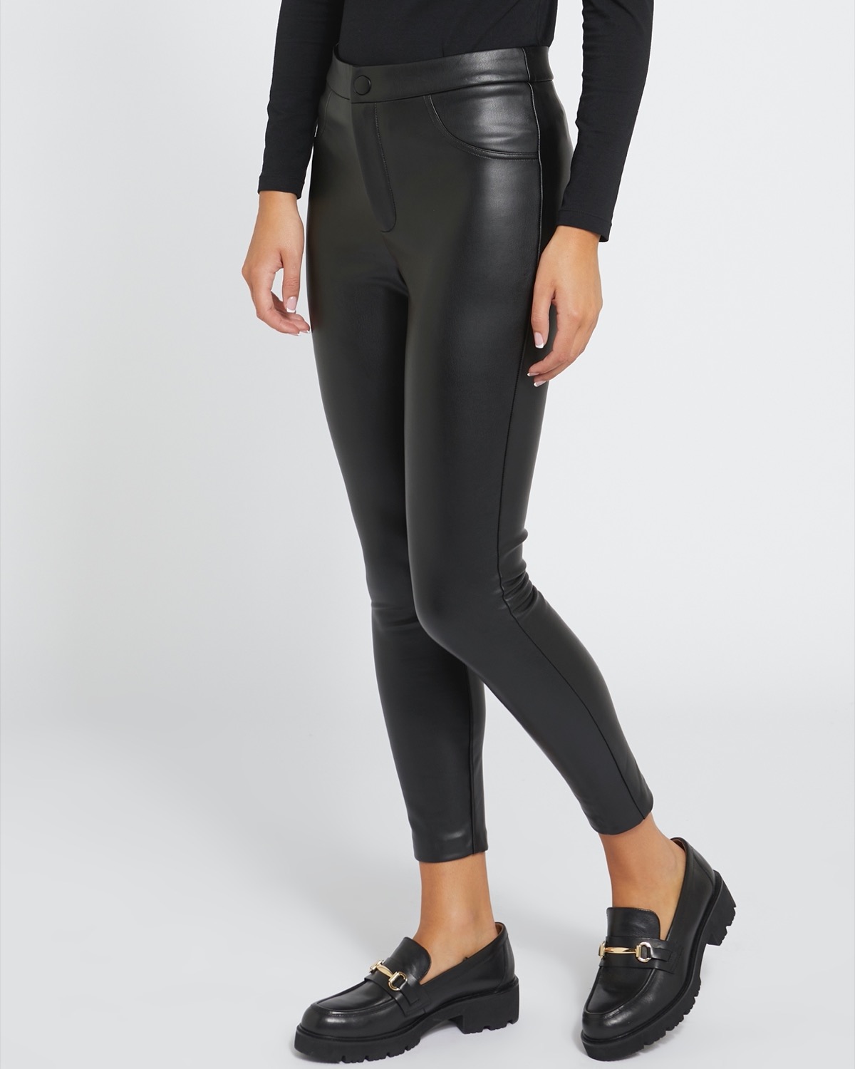 Buy Friends Like These Black PU High Waisted Jeggings from Next Netherlands