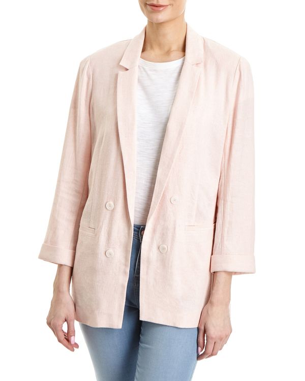 Linen Blend Double Breasted Jacket