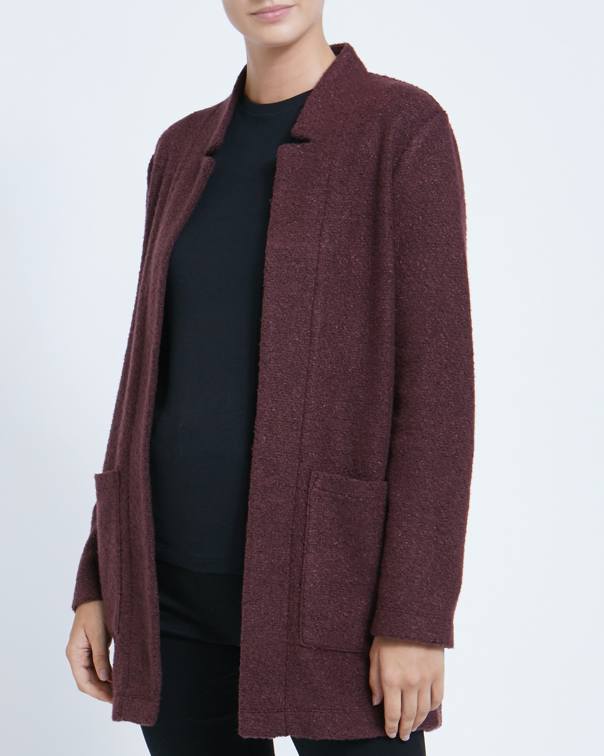 Dunnes Stores | Burgundy Textured Boucle Jacket