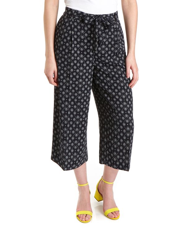 Wide Leg Printed Cropped Trousers