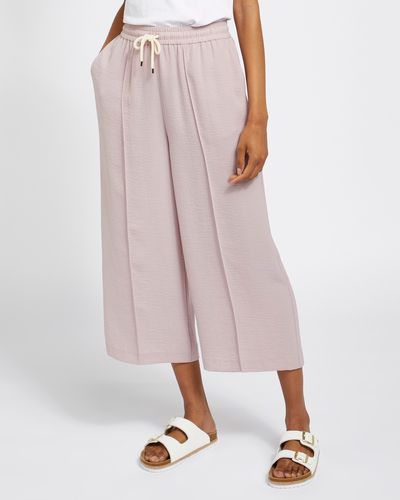Washed Twill Wide Leg Crop Trousers thumbnail