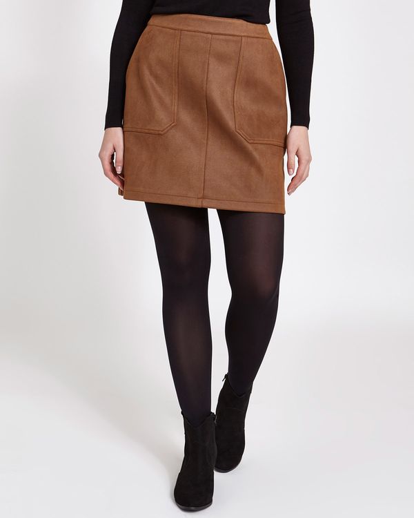 Faux Suede Twill Mini Skirt