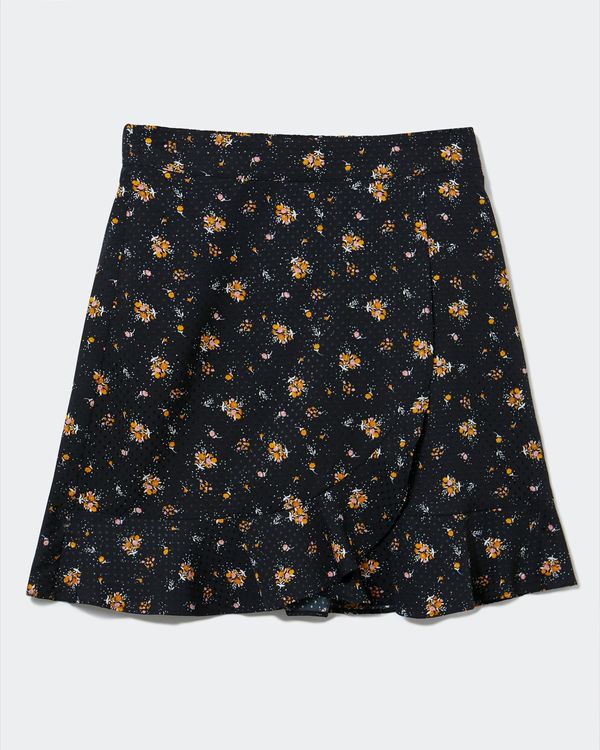Dobby Ruffle Mini Skirt