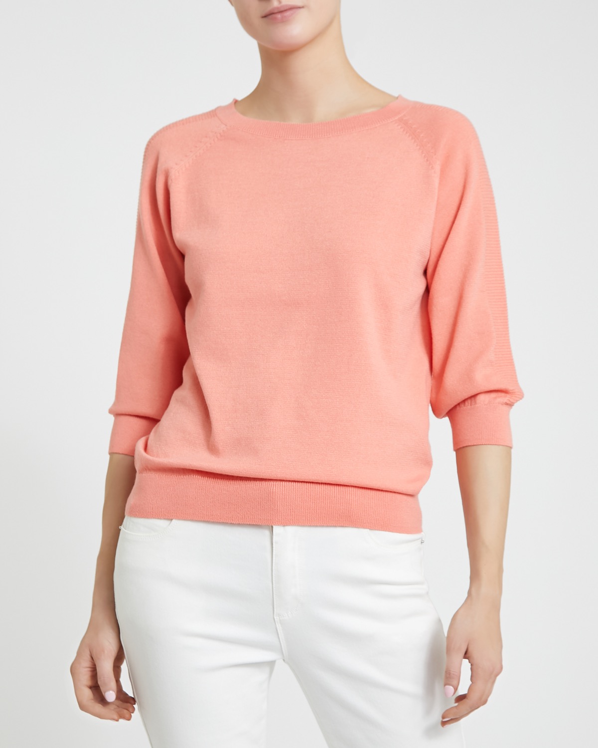 Dunnes Stores | Coral Boat Neck Balloon Sleeve Jumper