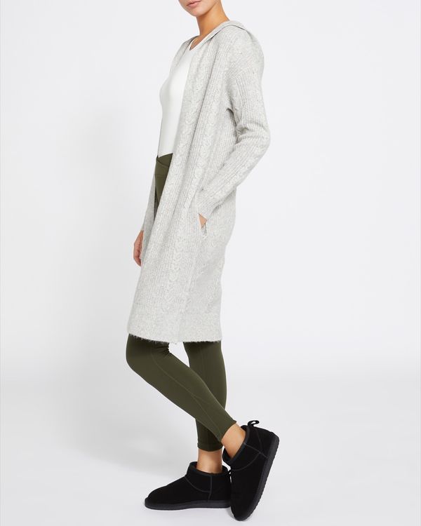 Hooded Cable Knit Longline Cardigan