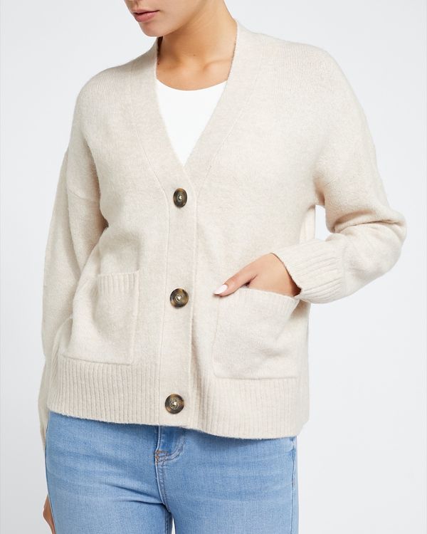 V-Neck Relaxed Knit Cardigan
