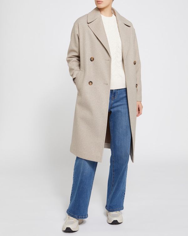 Relaxed Fit Double Breasted Long Coat