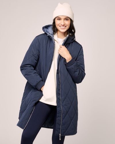 Diamond Quilted Coat With Contrast Lining