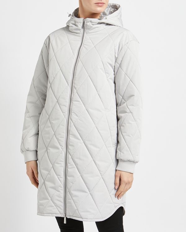 Diamond Quilted Coat With Contrast Lining