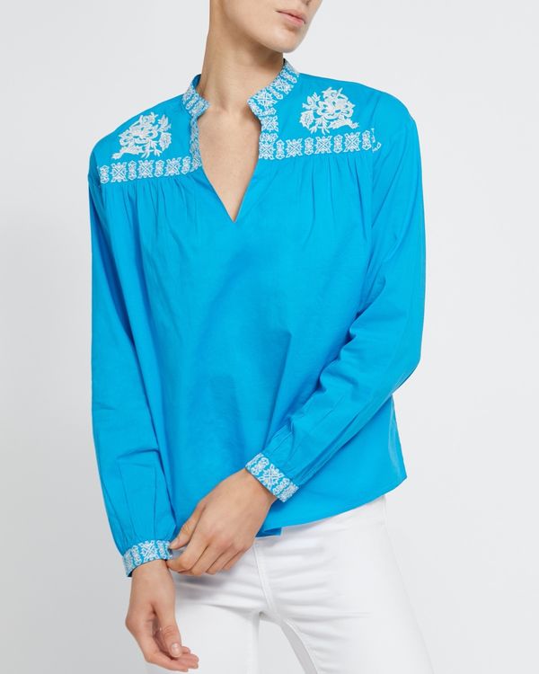 Long-Sleeved Embroidered Top