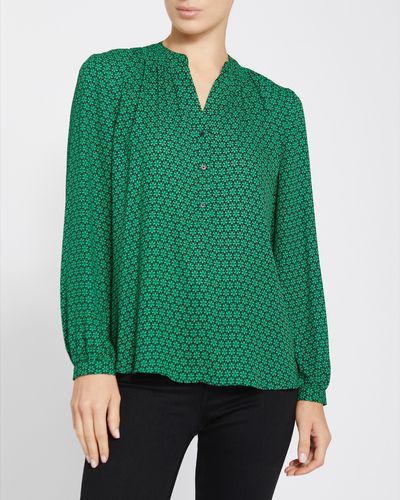 Dunnes Stores | Bright-green Geometric Print Blouse