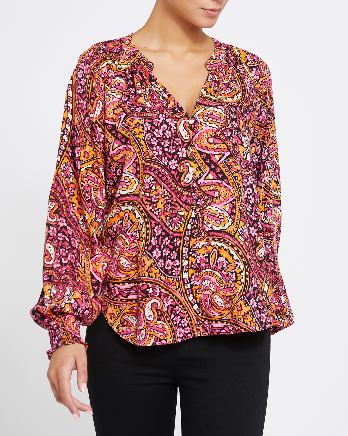 Dunnes Stores | Pink Paisley Print Top