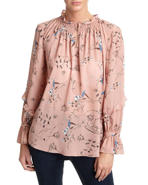 Printed Frill Sleeve Blouse