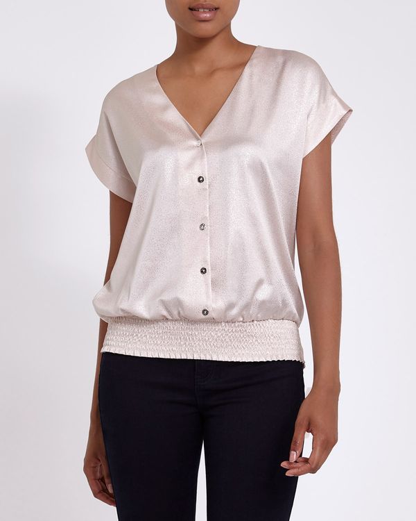 Shirred Button Top