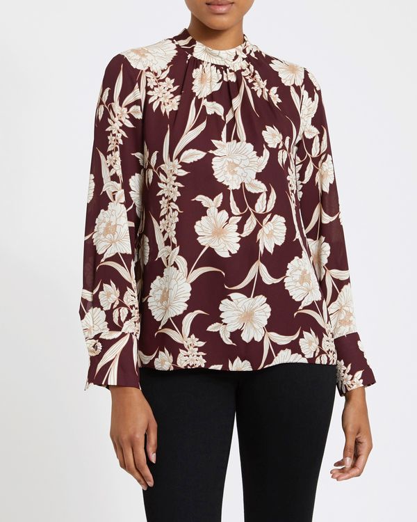Printed High Neck Blouse