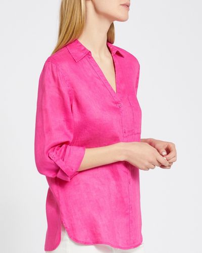 Hot Pink Pure Linen Relaxed Shirt thumbnail