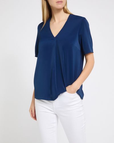 Short-Sleeved Woven Front Top thumbnail