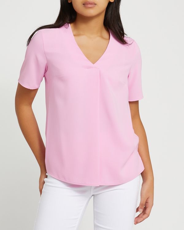 Dunnes Stores | Light-pink Short-Sleeved Woven Front Top