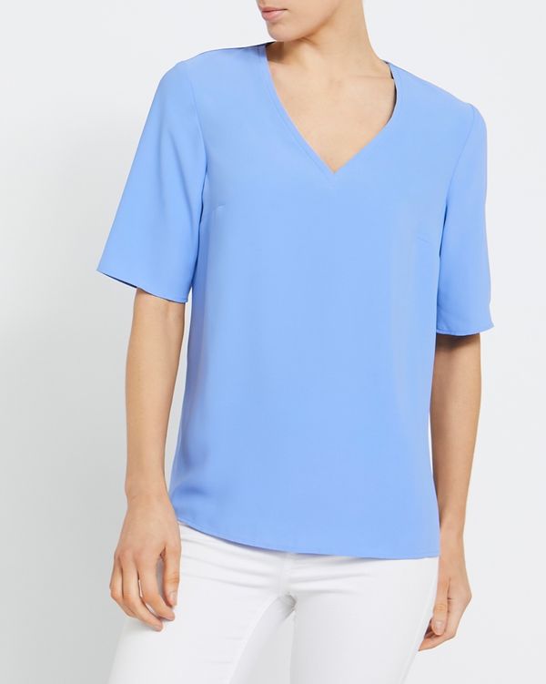 Short-Sleeved Woven Front Top