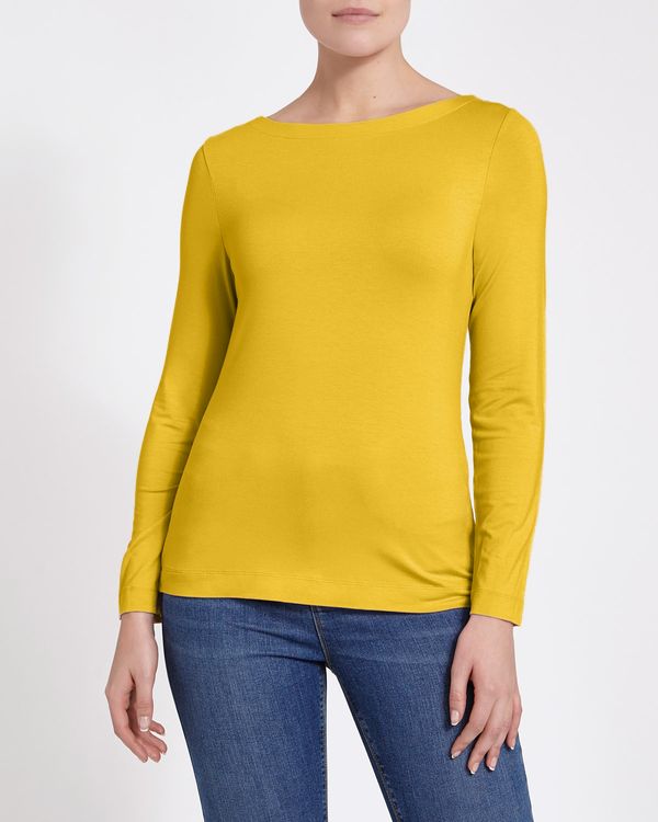 Long-Sleeved Boat Neck Top