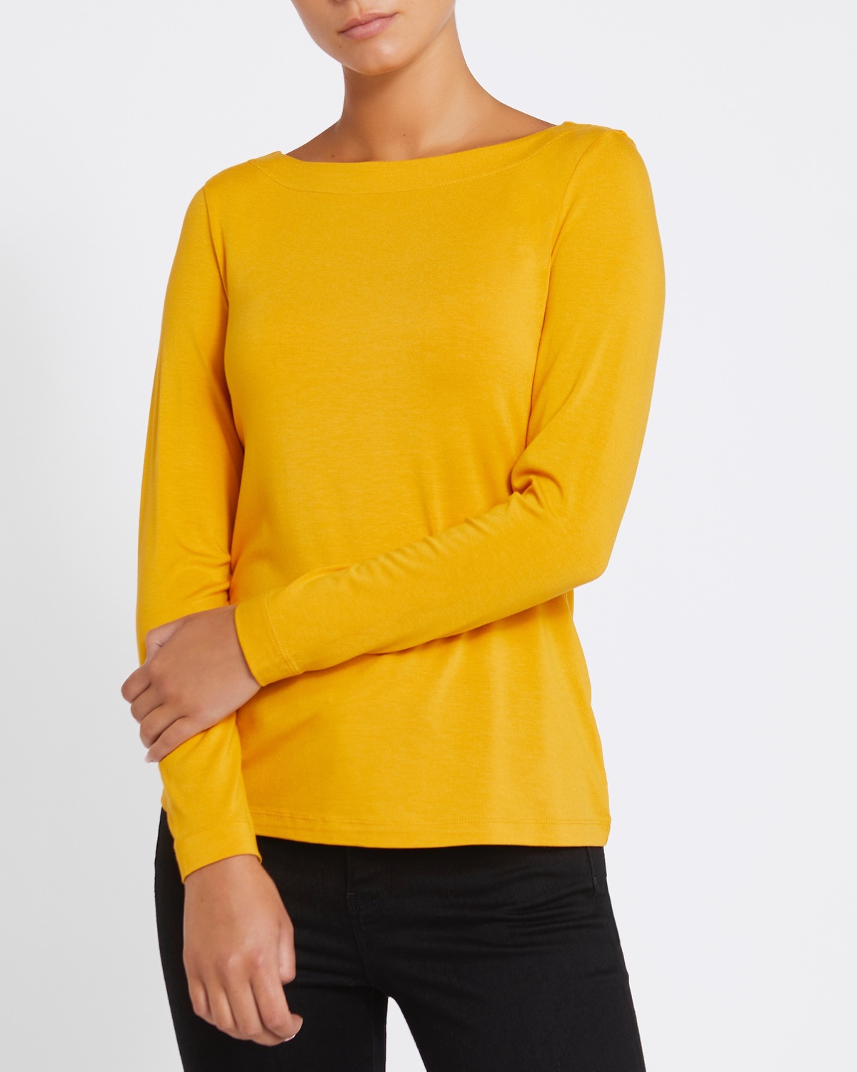 Dunnes Stores | Gold Long-Sleeved Boat Neck Top