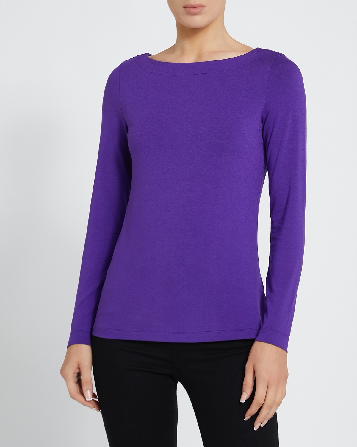 Dunnes Stores | Purple Long-Sleeved Boat Neck Top