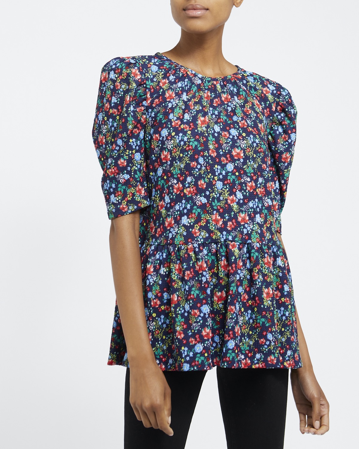 Dunnes Stores | Multi Jersey Puff Sleeve Top