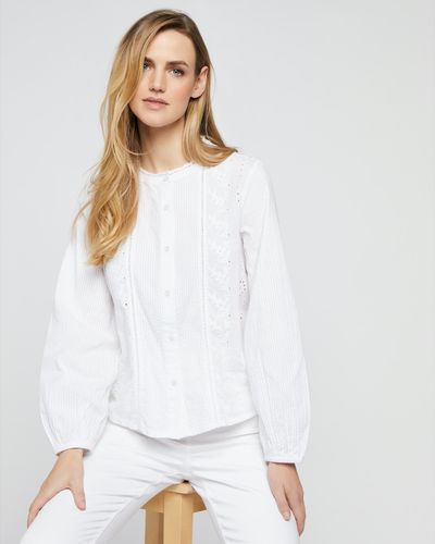 Embroidered Cotton Lace Front Shirt thumbnail