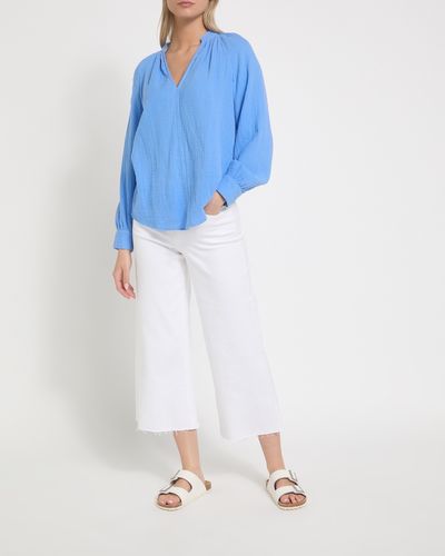 Double Cloth Cotton Long-Sleeved Top