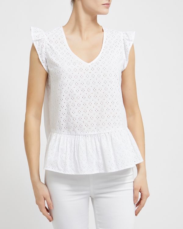 Peplum Embroidery Lace Detail Top