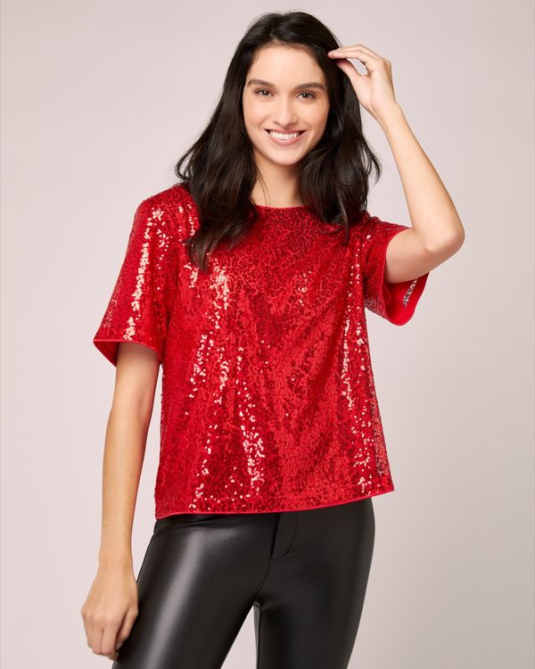 Dunnes Stores | Red Sequin T-Shirt