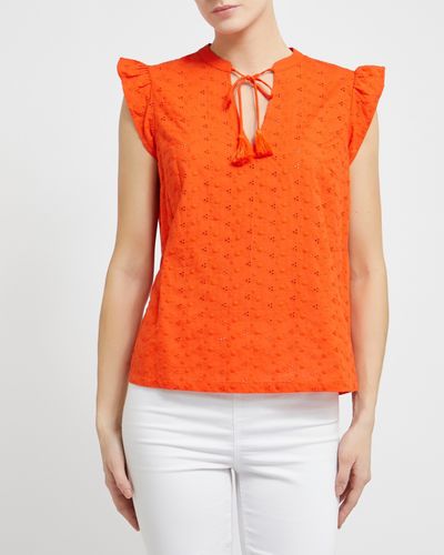 Embroidery Lace Detail Sleeveless Top thumbnail