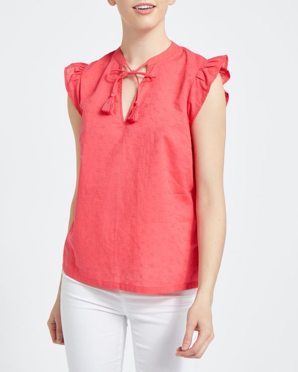 Embroidery Lace Detail Sleeveless Top