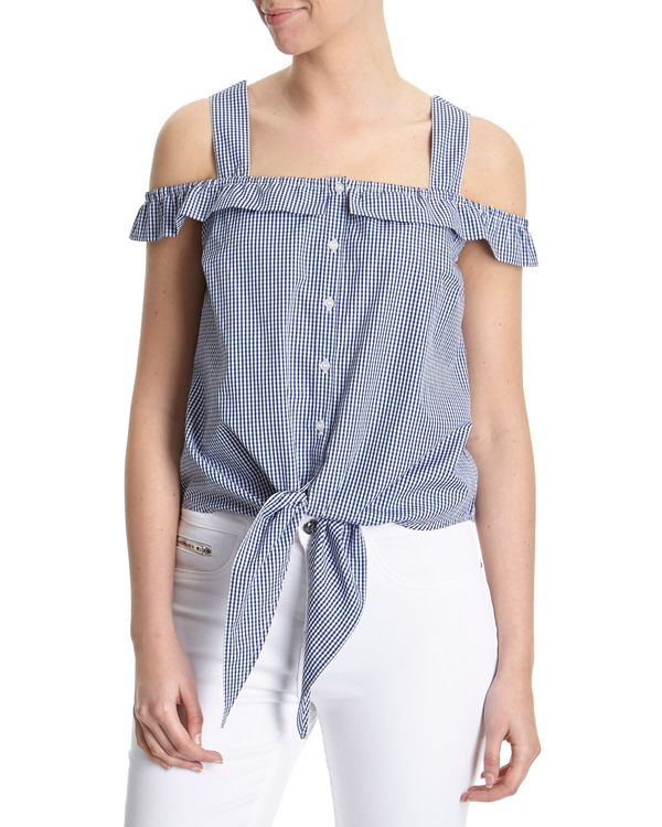 Gingham Bardot With Tie Front