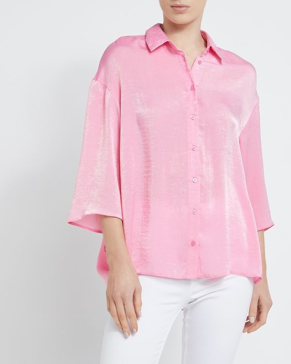 Oversized Pink Satin Shirt