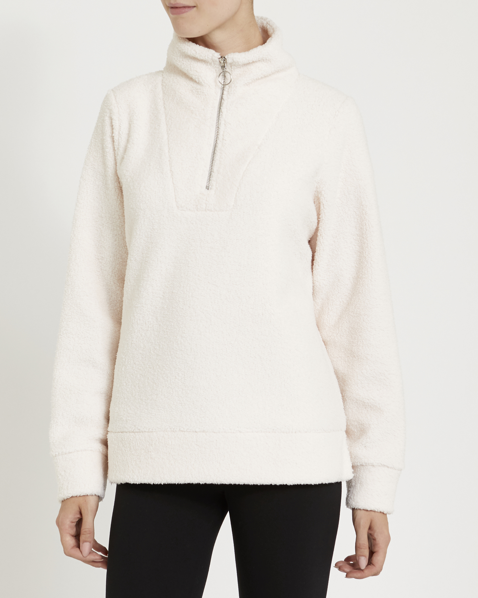 Dunnes Stores | Winter-white Half Zip Borg Fleece
