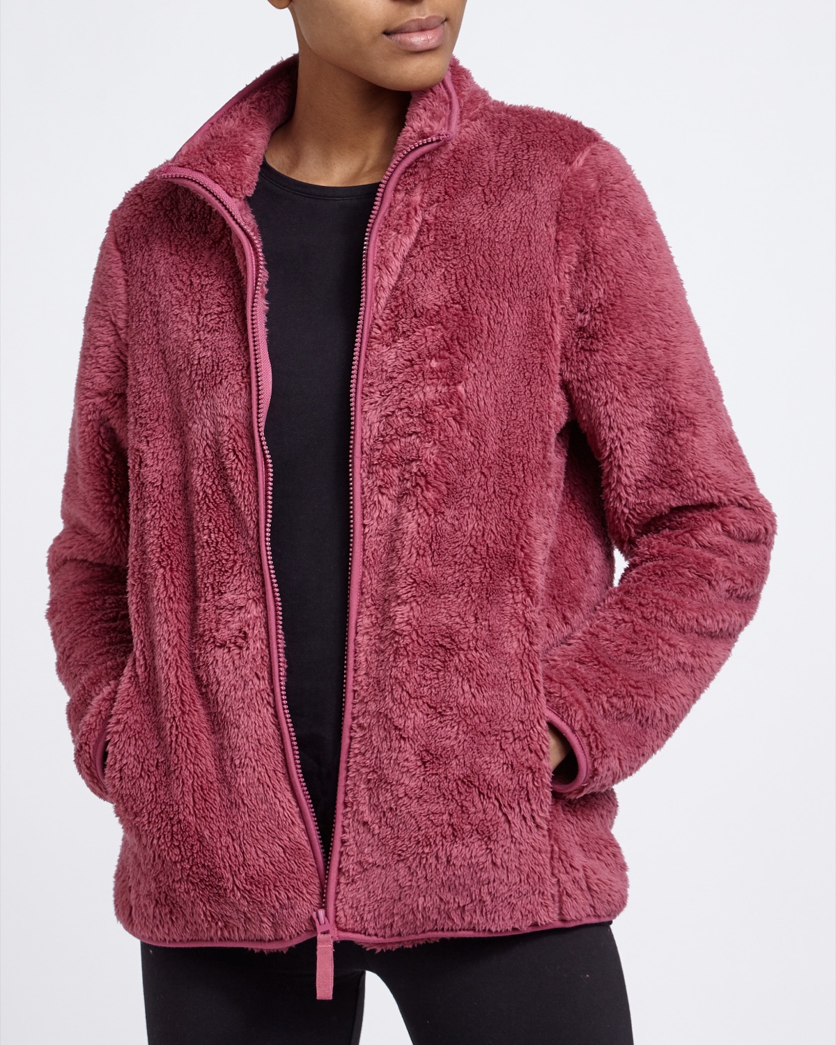 Dunnes Stores | Dark-Pink Teddy Fleece Jacket