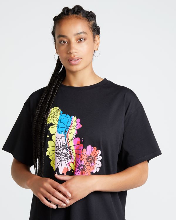 Dunnes Stores | Black Helen Steele Floral Placement Print T-Shirt