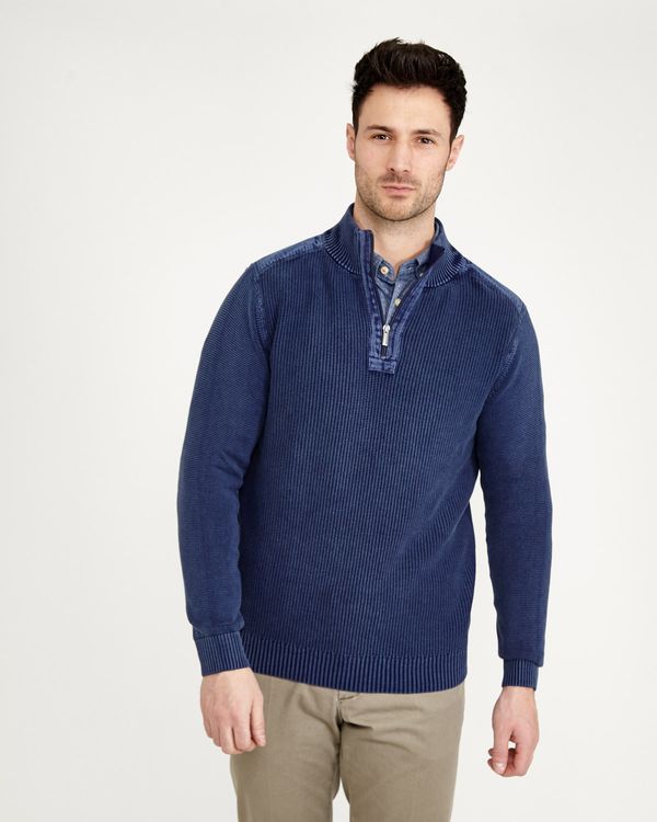 Paul Costelloe Living Washed Ribbed Half-Zip Jumper