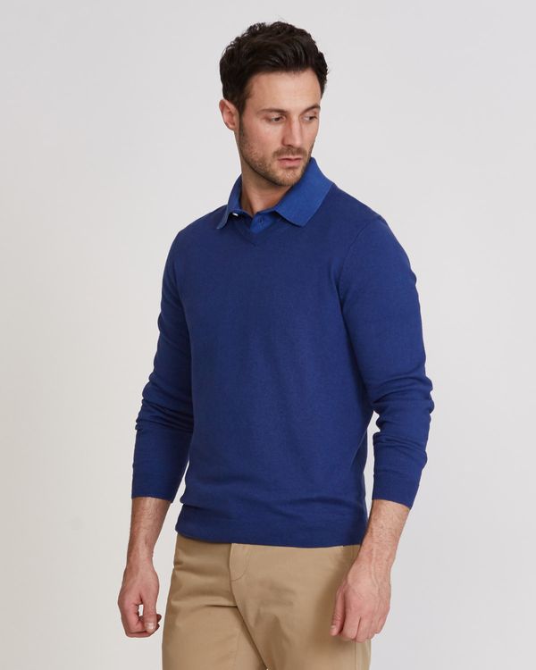 Dunnes Stores | Blue Paul Costelloe Living Linen Blend Vee Knitwear