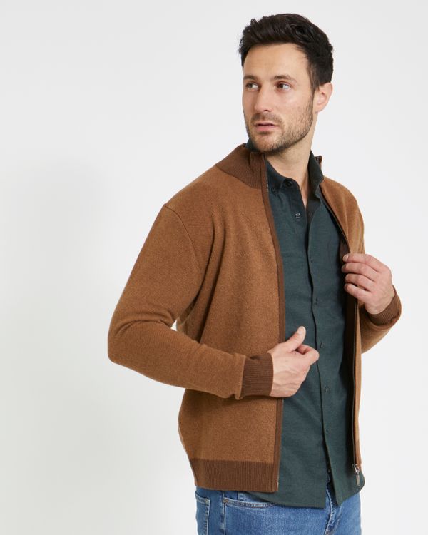 Paul Costelloe Living Wool Blend Zip Through Cardigan (Made in Italy)