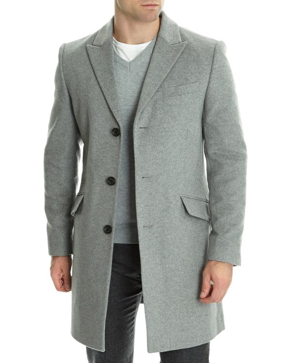 Dunnes Stores | Grey Paul Costelloe Living Cashmere Merino Mix Overcoat