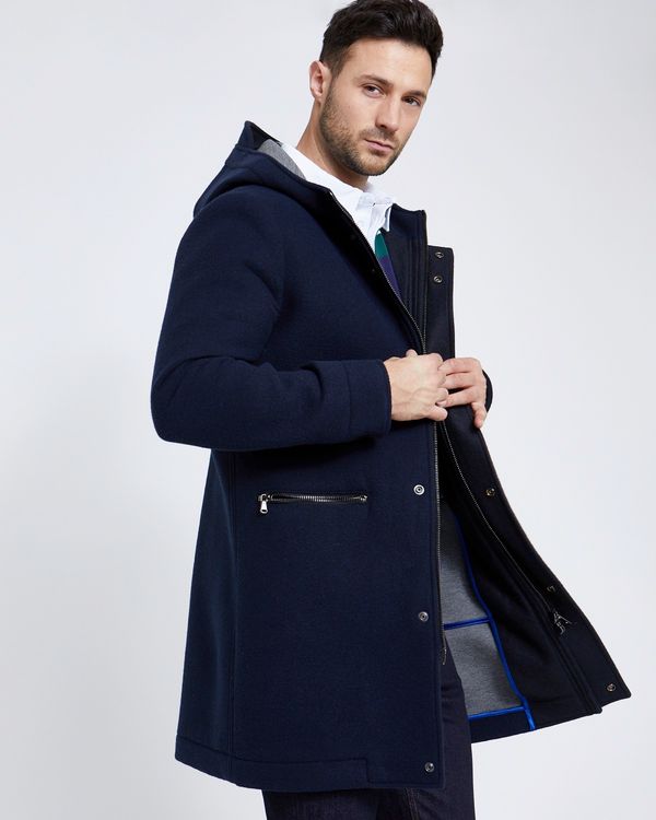 Paul Costelloe Living Navy Wool Mix Duffle Coat (Made in Italy)