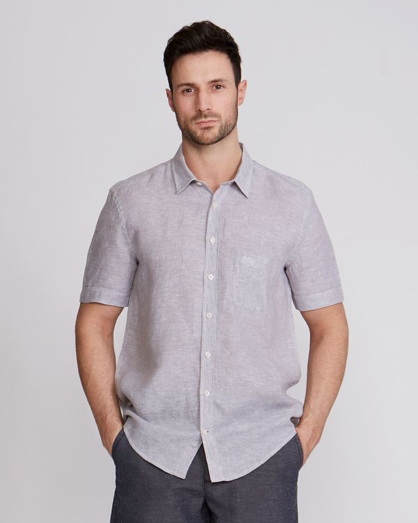 Paul Costelloe Living Regular Fit Short-Sleeved Linen Shirt