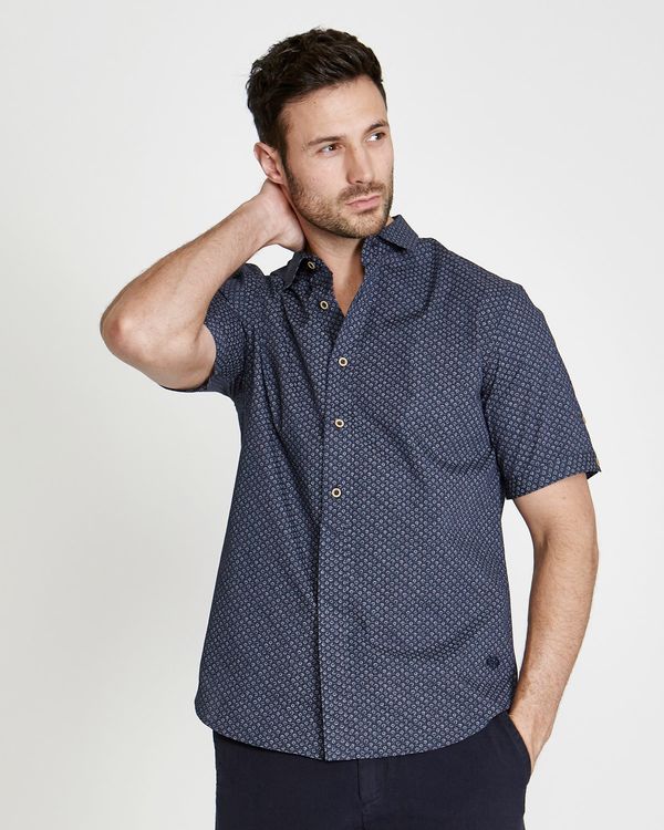 Dunnes Stores | Navy Paul Costelloe Living Short Sleeve Printed Shirt